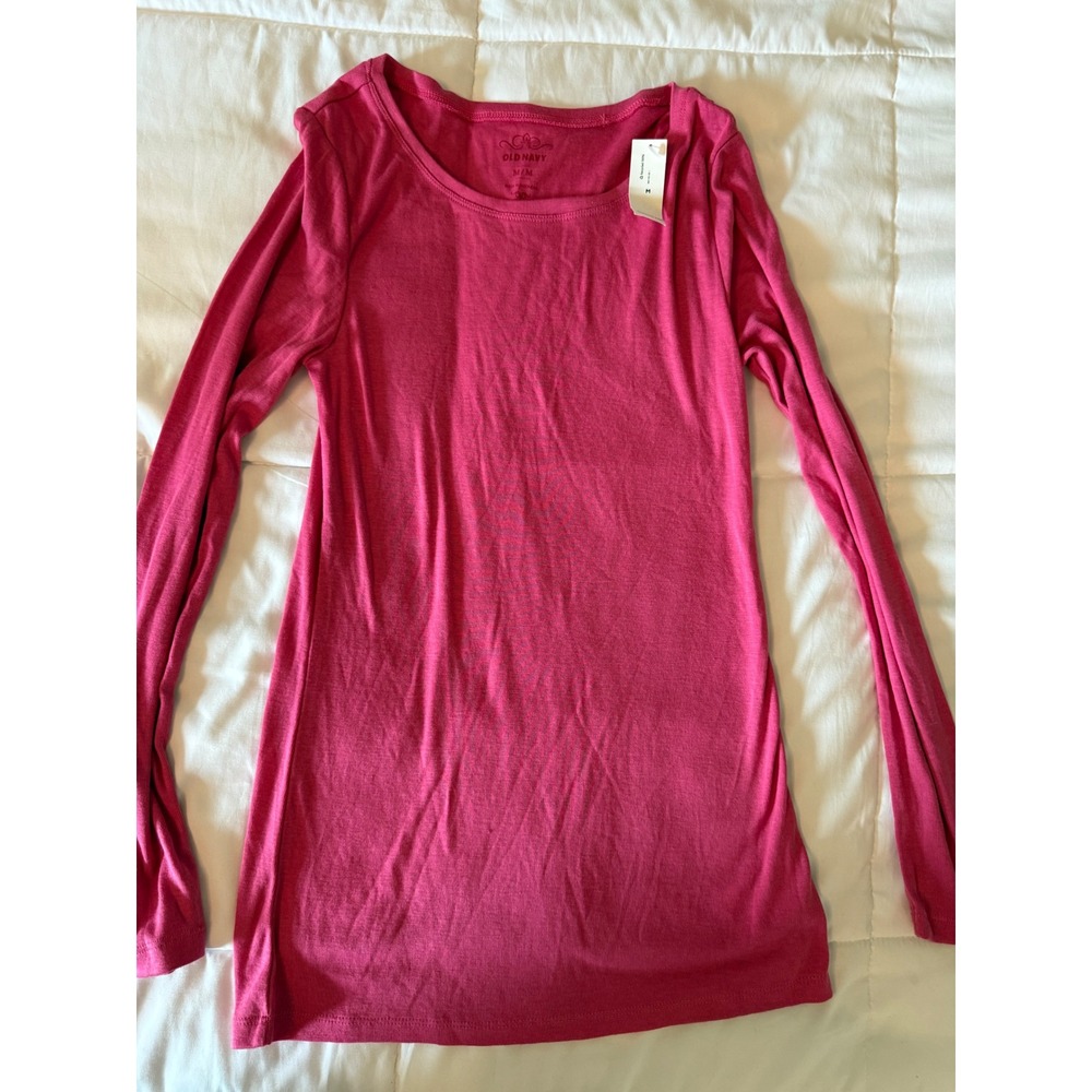 Old Navy Womens Pink Long Sleeve Scoop Neck Jersey Tee Shirt Size M 884150-09-1
